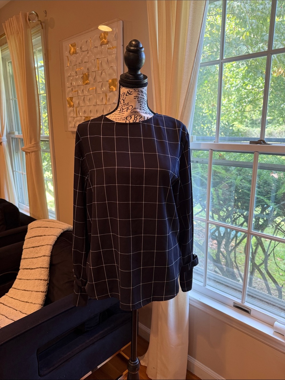 it Michaa black Windowpane Blouse